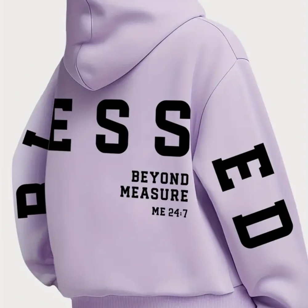 Lavender Hoodie with Black Lettering